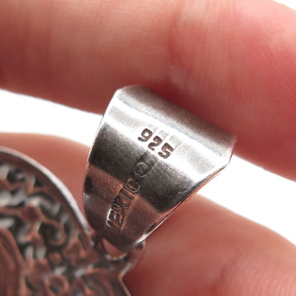 925 Sterling Silver Vintage Mexico Repousse Heart Oxidized Pendant