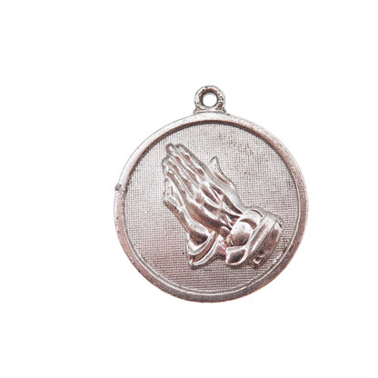Danecraft 925 Sterling Silver Vintage Prayer Hands Oxidized Charm Pendant