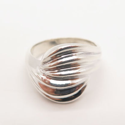 925 Sterling Silver Vintage Ribbed Ring Size 8.25