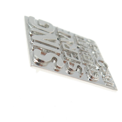 SED Jewelry 925 Sterling Silver Vintage "Sign Serve Celebrate NYC" Lapel Pin