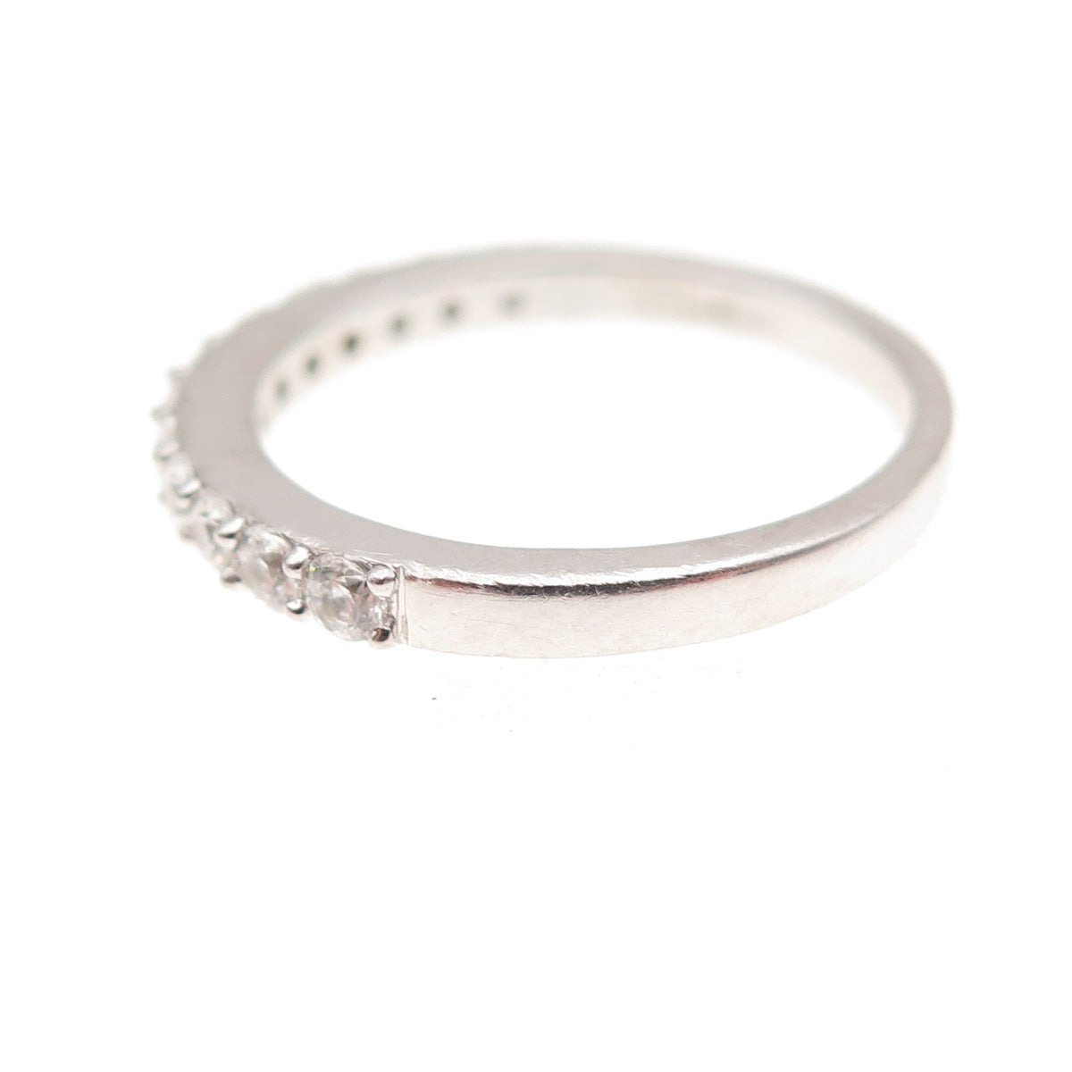 925 Sterling Silver Round-Cut C Z Half Eternity Band Ring Size 7