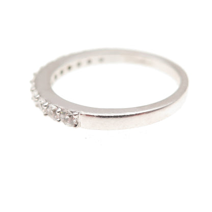 925 Sterling Silver Round-Cut C Z Half Eternity Band Ring Size 7