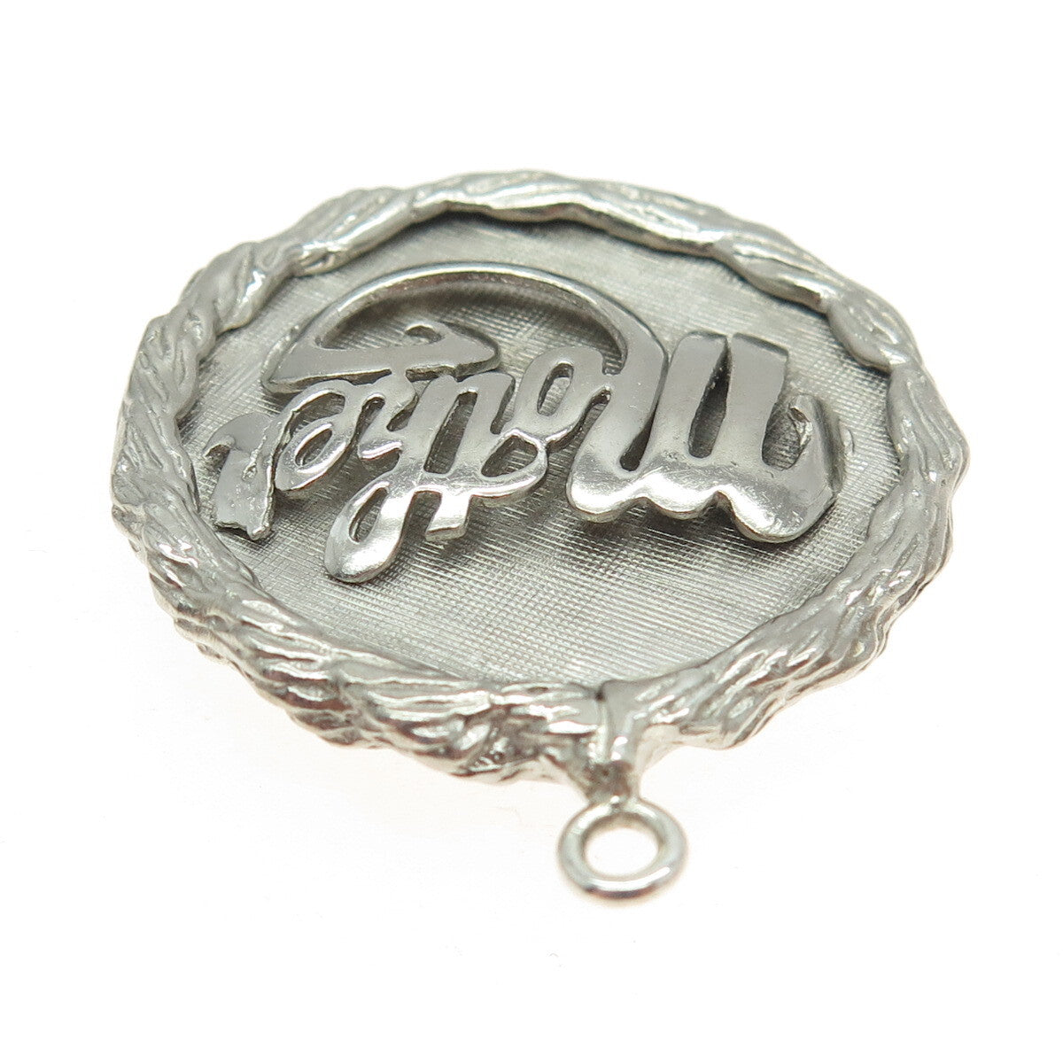 925 Sterling Silver Antique Art Deco "Mother" Textured Pendant