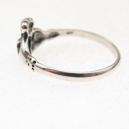 Shube Sterling Silver Vintage Real Emerald Irish Claddagh Oxidized Ring Size 10