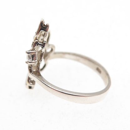 925 Sterling Silver Round-Cut C Z Floral Ring Size 6.5