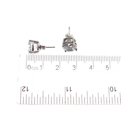 925 Sterling Silver Round-Cut C Z Stud Earrings