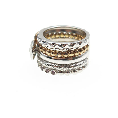 MICHELLE ALBALA Sterling 2-Tone Real Amethyst Peridot Tourmaline Ring Size 5.25