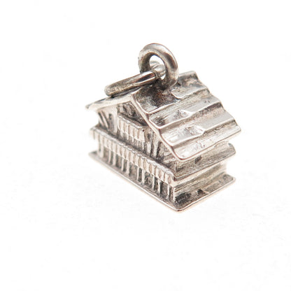 835 Silver Antique Art Deco Swiss Chalet Oxidized 3D Charm Pendant