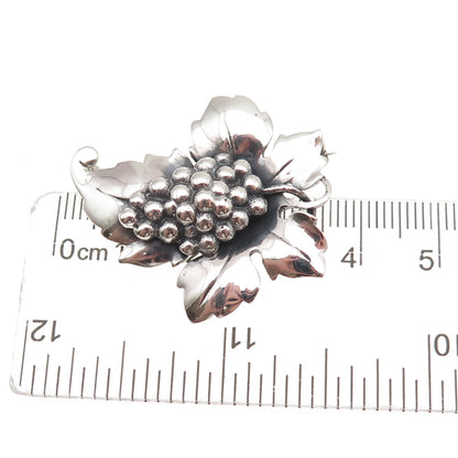 925 Sterling Silver Vintage Modernist Grape Oxidized Pin Brooch