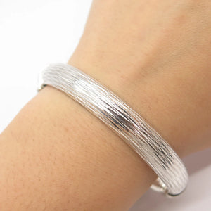 925 Sterling Silver Vintage Italy Milor Striped Hinged Bangle 6 1/4"