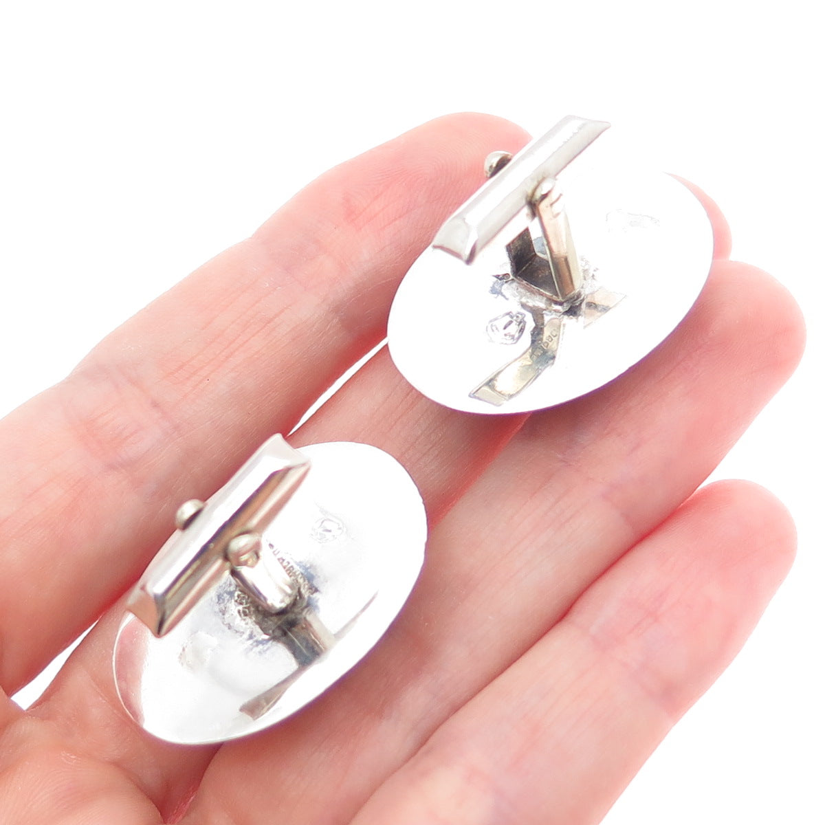 925 Sterling Silver Vintage Mexico Real Jasper Modernist Cufflinks