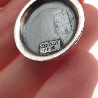 MILOR 925 Sterling Silver Vintage Italy Real Black Onyx Greek Key Charm Pendant