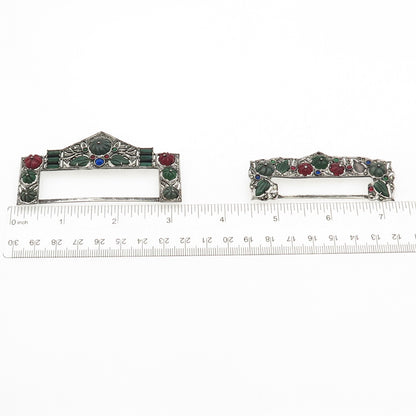 Charles Forgelot 800 Silver Antique France Gem SET of 5 Buckles (missing stones)