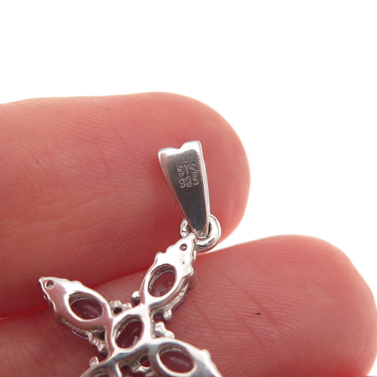 Chuck Clemency 925 Sterling Silver Real Tanzanite & Apatite Cross Charm Pendant