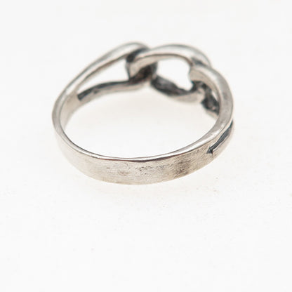 925 Sterling Silver Vintage Interlocked Link Oxidized Ring Size 6.75