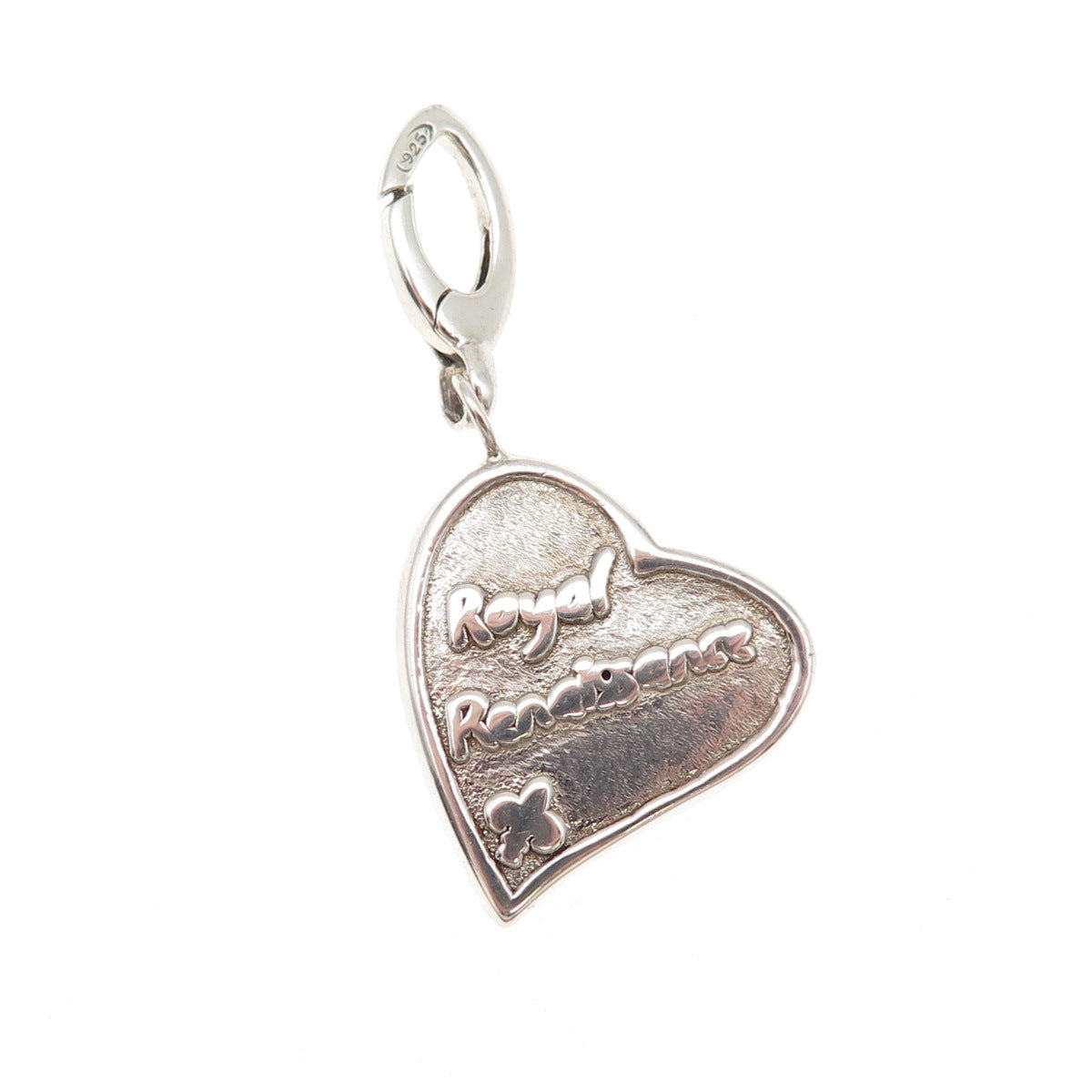 925 Sterling Vintage Fleur de Lis Royal Renaissance Heart Hollow Charm Pendant