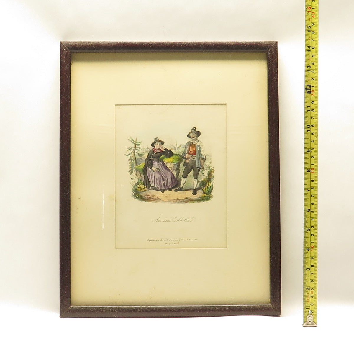 AUNTIQUE End XIX Hand-Colored Lithograph Aus dem Zillerthale C.A.Czichna
