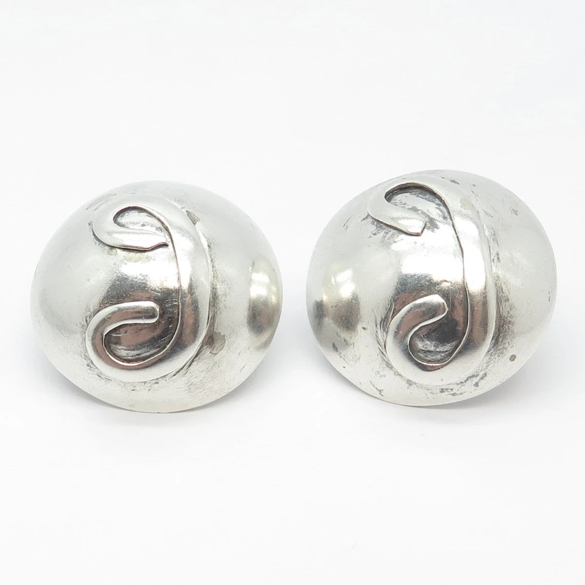 925 Sterling Silver Vintage Round Button Cufflinks