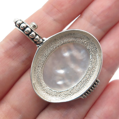 ESPO SIG Joseph Esposito Sterling Silver Vintage Real MOP Beaded Snap Pendant