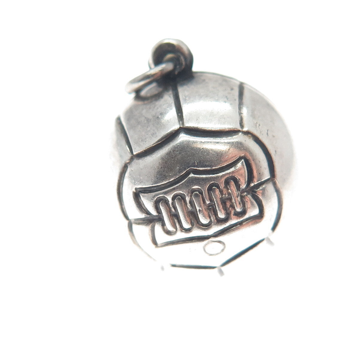 925 Sterling Silver Antique Basketball Ball 3D Charm Pendant