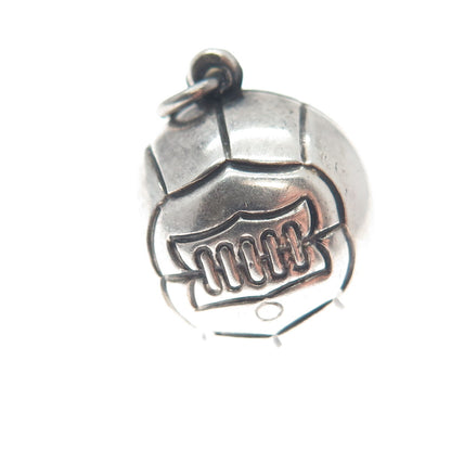 925 Sterling Silver Antique Basketball Ball 3D Charm Pendant