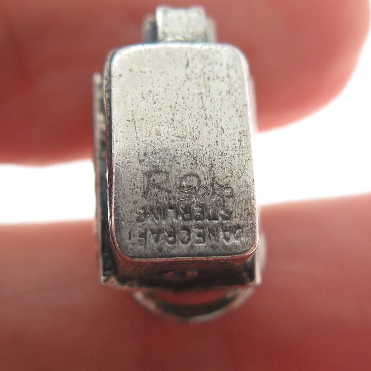 DANECRAFT 925 Sterling Silver Antique Art Deco Old Church Minimalist 3D Pendant