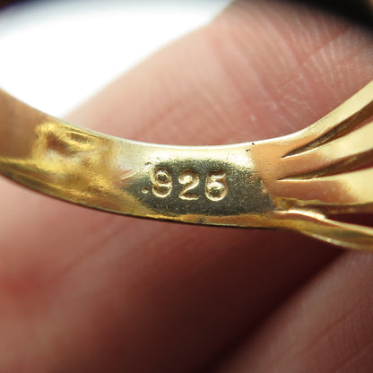 YES SILVER JEWELRY Sterling Gold Plated Vintage Amethyst & Garnet Ring Size 6.75