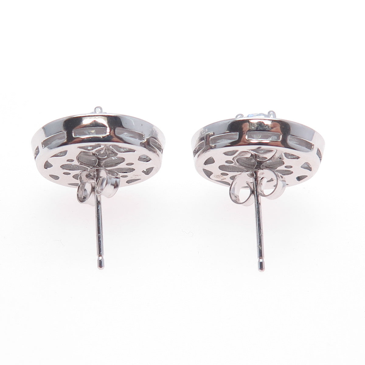 925 Sterling Silver Tapered Baguette & Round-Cut C Z Stud Earrings