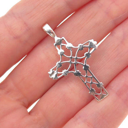925 Sterling Silver Vintage Cross Ornate Charm Pendant