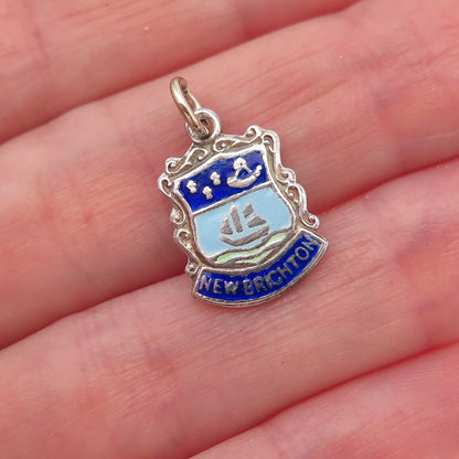 925 Sterling Silver Vintage Enamel New Brighton Charm Pendant