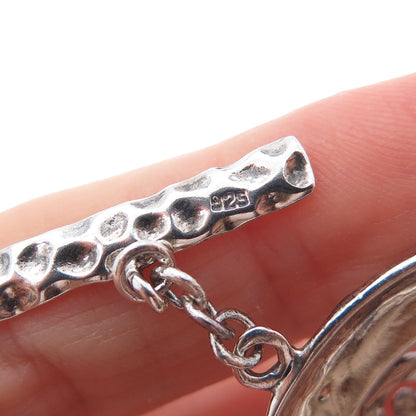 925 Sterling Silver Vintage Ornate Tree of Life Disc Link Bracelet 6.75"