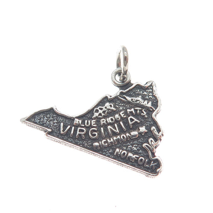 FRENCH & FRANKLIN Sterling Silver Vintage Virginia Oxidized Minimalist Pendant