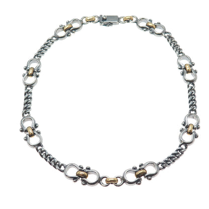 925 Sterling 2-Tone Vintage Mexico Horseshoe Heavy 101.5g Oxidized Necklace 18"