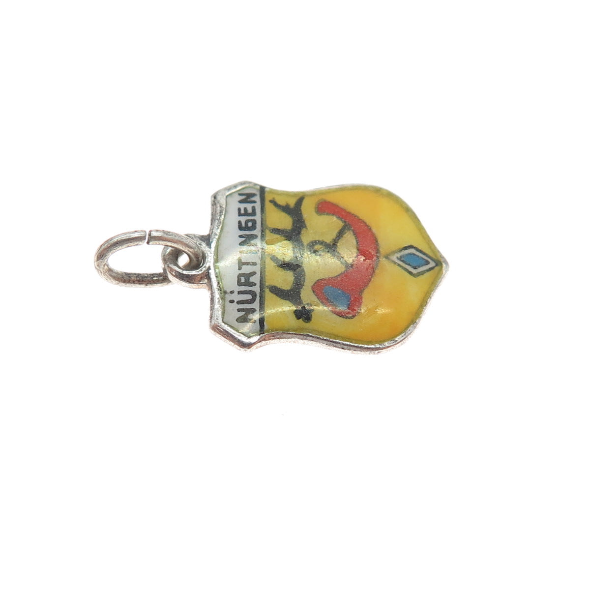835 Silver Vintage Enamel Nurtingen Coat of Arms Minimalist Charm Pendant