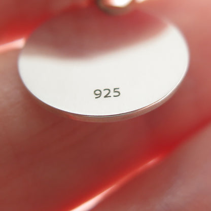 925 Sterling Silver Red Enamel Couple Heart Round Tag Minimalist Charm Pendant