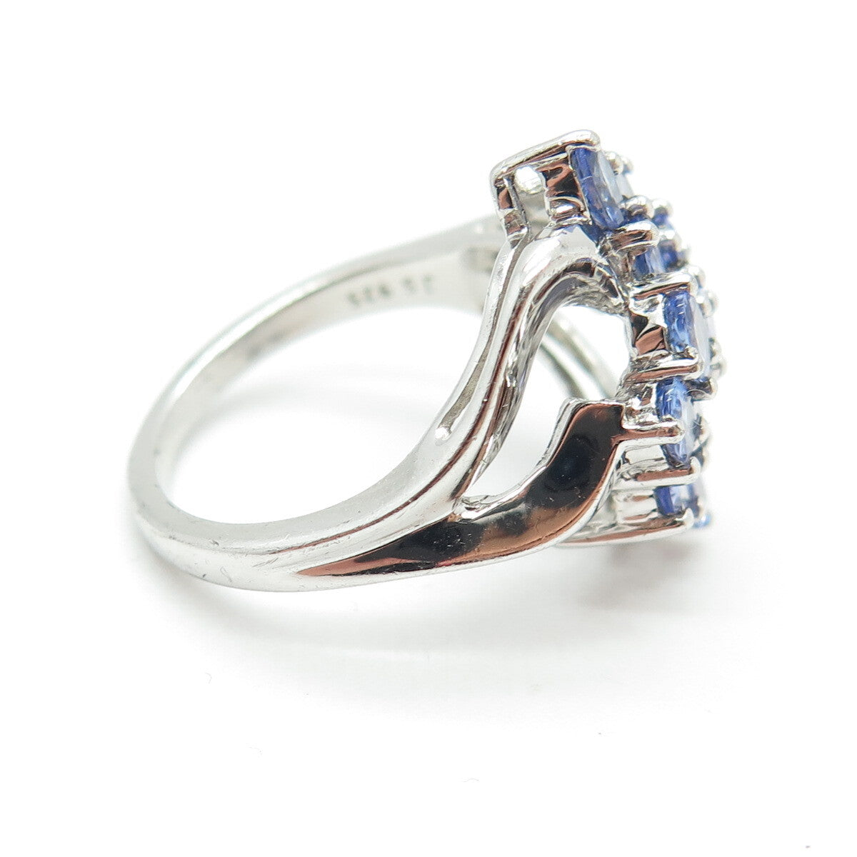 JS Joseph Schmid 925 Sterling Silver Real Oval-Cut Tanzanite Bypass Ring Size 6
