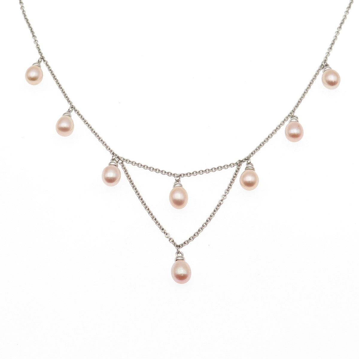 HONORA 925 Sterling Silver Real Pearl Cable Chain Necklace 16"
