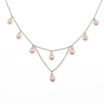 HONORA 925 Sterling Silver Real Pearl Cable Chain Necklace 16"