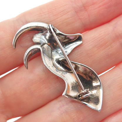 925 Sterling Silver Antique Art Deco Rhinestone Gazelle Oxidized Pin Brooch