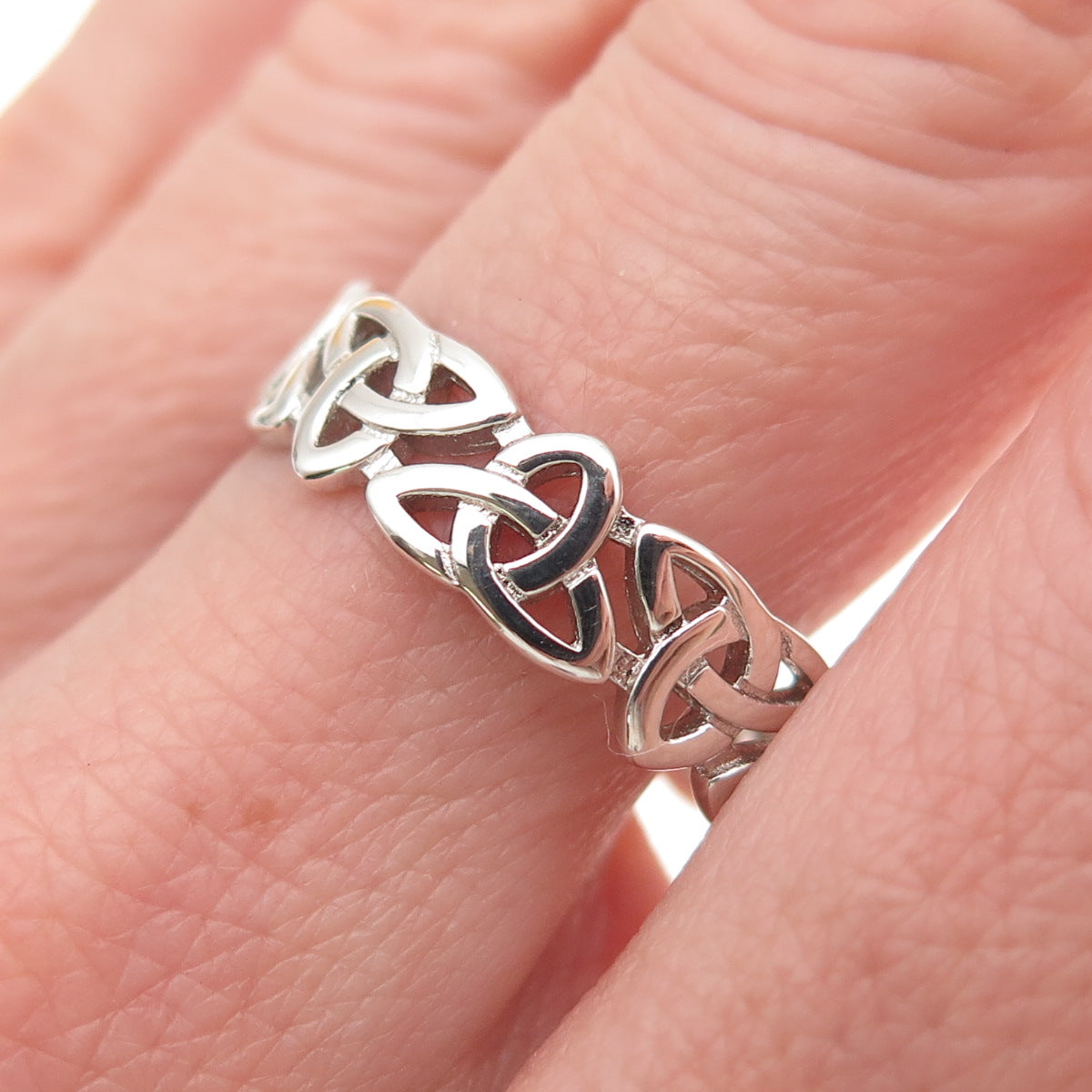 925 Sterling Silver Vintage Celtic Trinity Knot Band Ring Size 10.25
