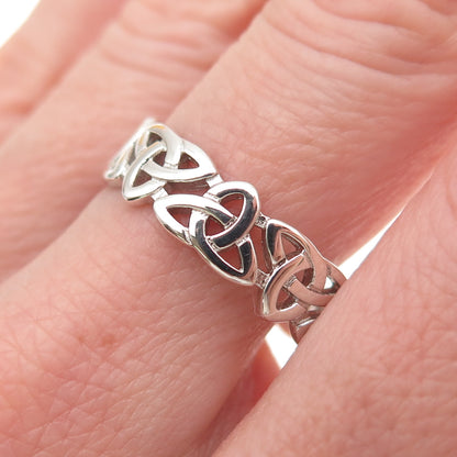 925 Sterling Silver Vintage Celtic Trinity Knot Band Ring Size 10.25