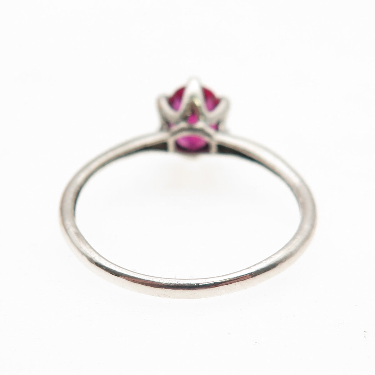 Chuck Clemency 925 Sterling Silver Vintage Real Oval-Cut Ruby Ring Size 9.5