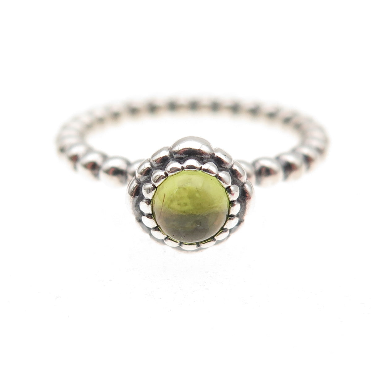Pandora 925 Sterling Silver Real Peridot August Birthday Blooms Ring Size 6.75