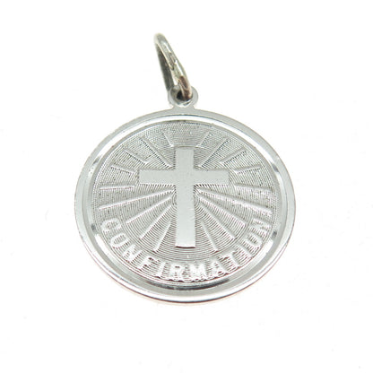 ELCO 925 Sterling Silver Vintage Confirmation Medal Religious Charm Pendant