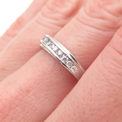 925 Sterling Silver Round-Cut C Z Half Eternity Band Ring Size 7.25