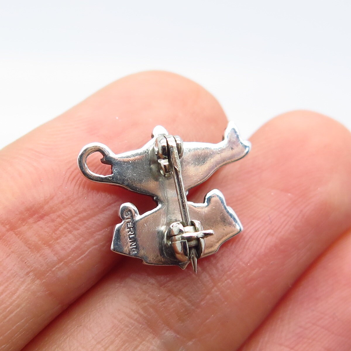 925 Sterling Silver Vintage Enamel "HEA" Teapot Small Pin Brooch