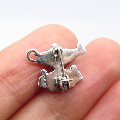 925 Sterling Silver Vintage Enamel "HEA" Teapot Small Pin Brooch