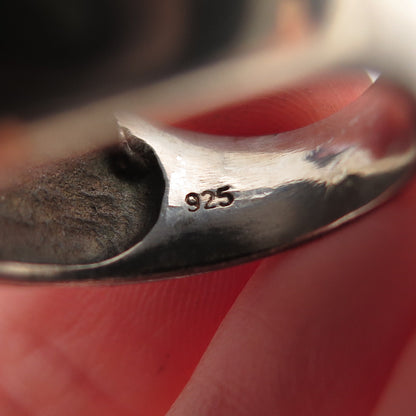 925 Sterling Silver Vintage Royal Crown Heart Oxidized Ring Size 6.25