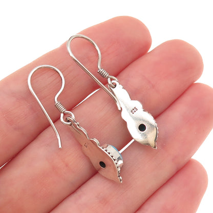 925 Sterling Silver Vintage Real Sleeping Beauty Turquoise Dangle Earrings