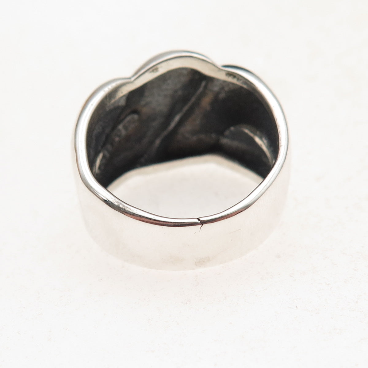 Joseph Esposito 925 Sterling Silver Vintage Modernist Oxidized Ring Size 9.25